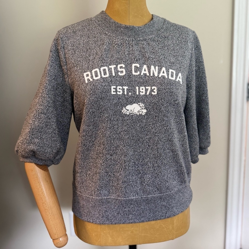 ROOTS Heather Gray Cotton Knit Sweater (S)